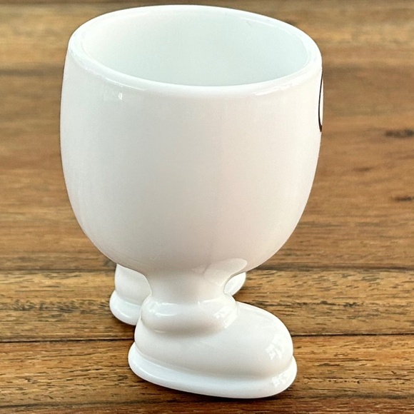 Vintage Arc International France - Happy Face Footed Milk Glass Egg Cup - Picture 11 of 14